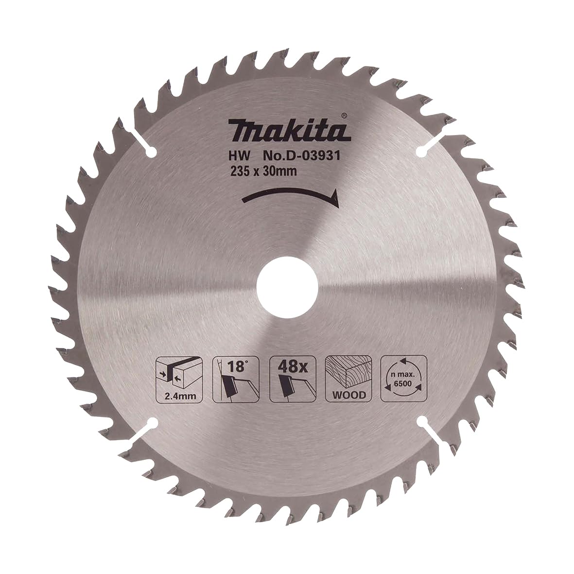 Disco HM 235/30/48D Makita D-03931 para cortar madera maciza y tableros
