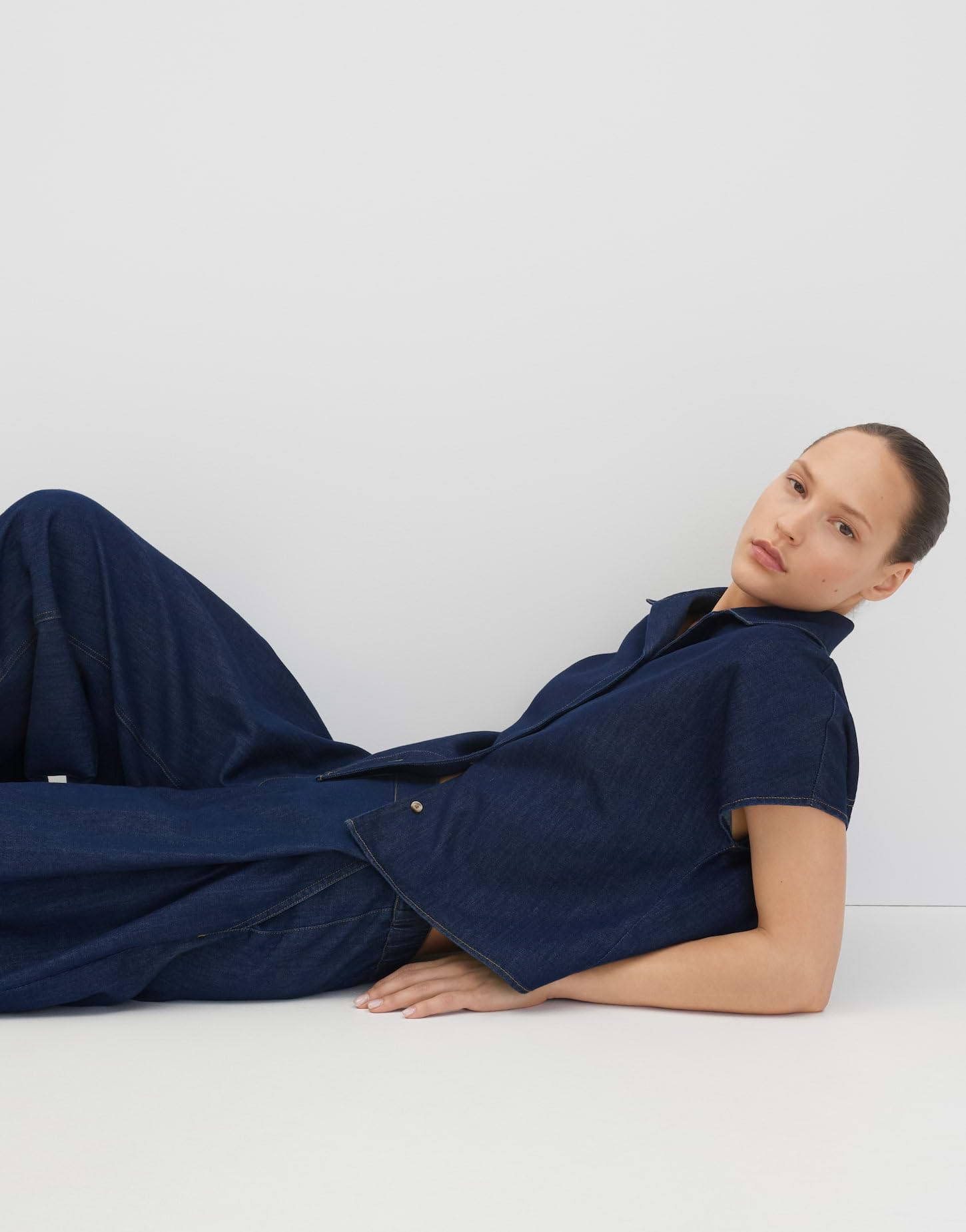 someday Damen Kurzarmbluse | Boxy Jeansbluse aus BCI Cotton Mix