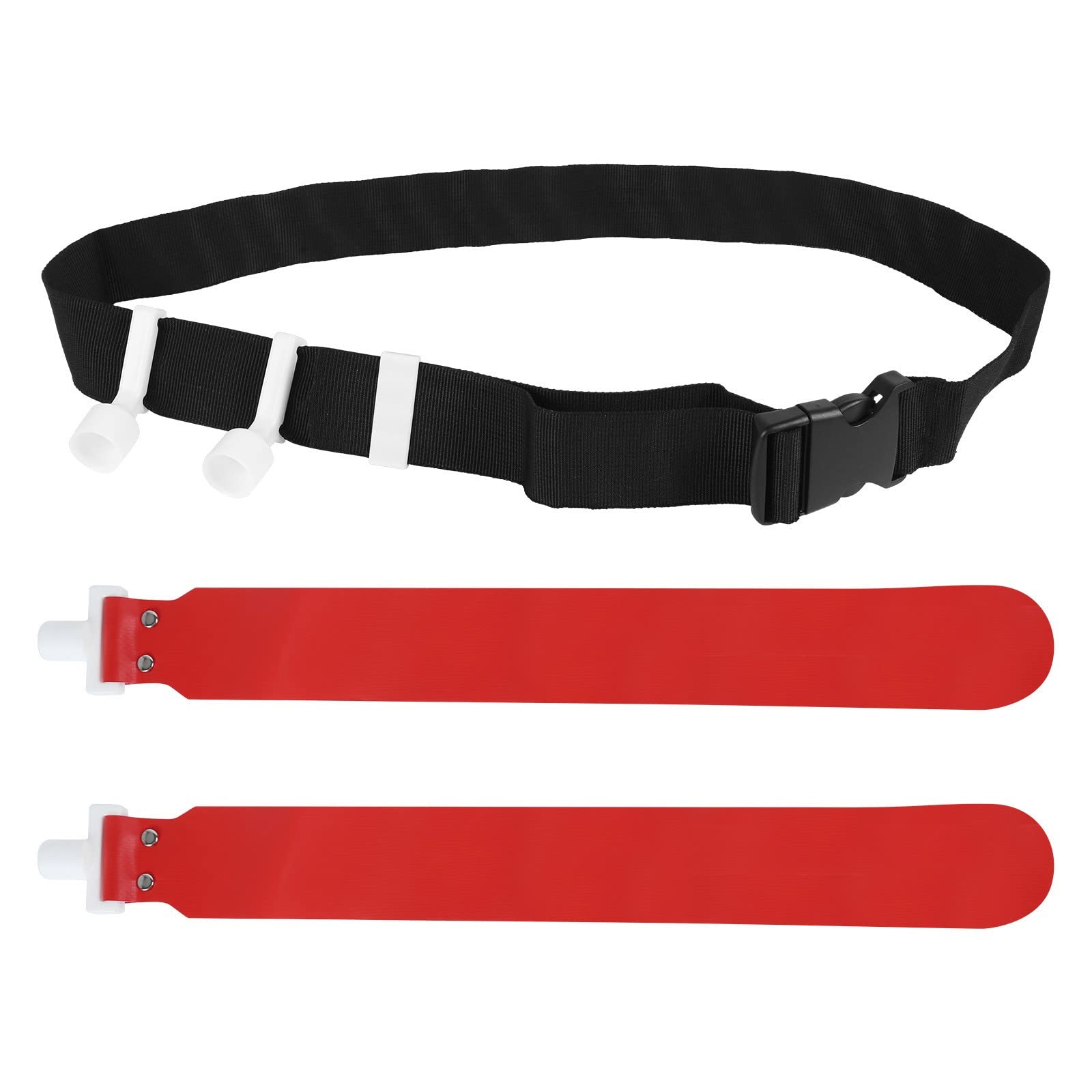 DONGKER Juego de banderas y cinturones, banderas de fútbol, cinturón de fútbol de PVC, 2 banderas, hebilla de liberación para equipos de entrenamiento juvenil y adulto, rojo, 1