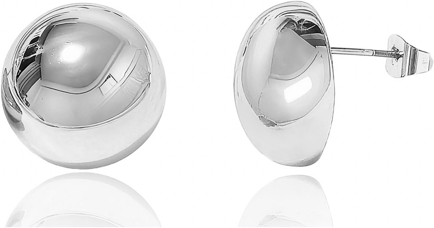 Half Ball Dome Stud Earrings for Women Hypoallergenic Nickel Free High Polished Lightweight Round Button Post Studs Minimalist Simple Fashion Birthday Party Jewelry Gifts