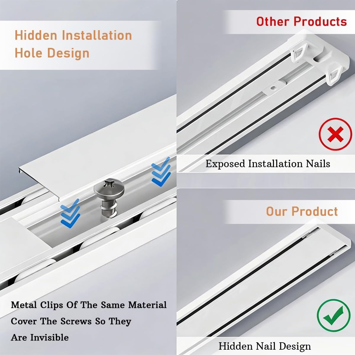 Binario for tende montato a soffitto for a doppia fila Divisorio for for in alluminio Pali for silenziosi for soggiorno camera da letto(Black,1.70m/5.6FT)
