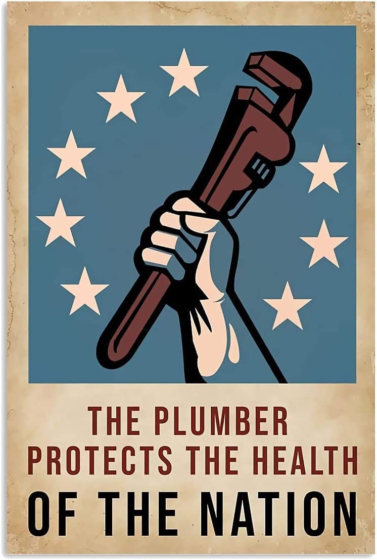peiyeety Metal Tin Sign The Plumber ProtectsQuote Decorative 6x8 Inch Vintage Retro Wall Art Plaque For Workshop Garage Man Cave Novelty Wall Decor