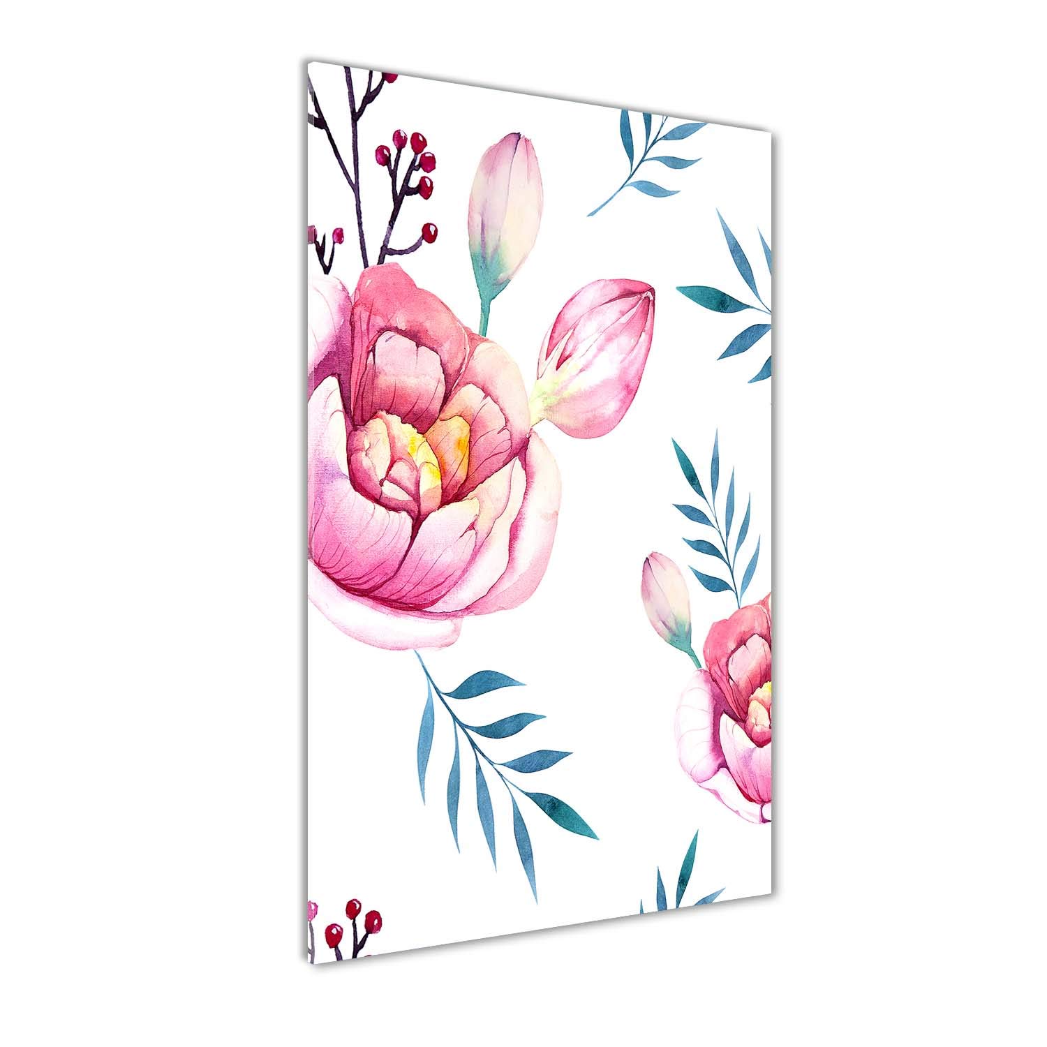 Déco murale pivoines roses 70x140 sur verre acrylique pour moderniser un intérieur sombre