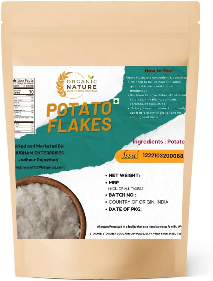 DRIED POTATO FLAKES Instant Mashed Potato/Dehydrated Potato/Aaloo ka Mash] INSTANT ALOO POHA READYMIX PACK MEDIUM SPICED WITH POTATO SLICES (PACK OF 400 GRAM)