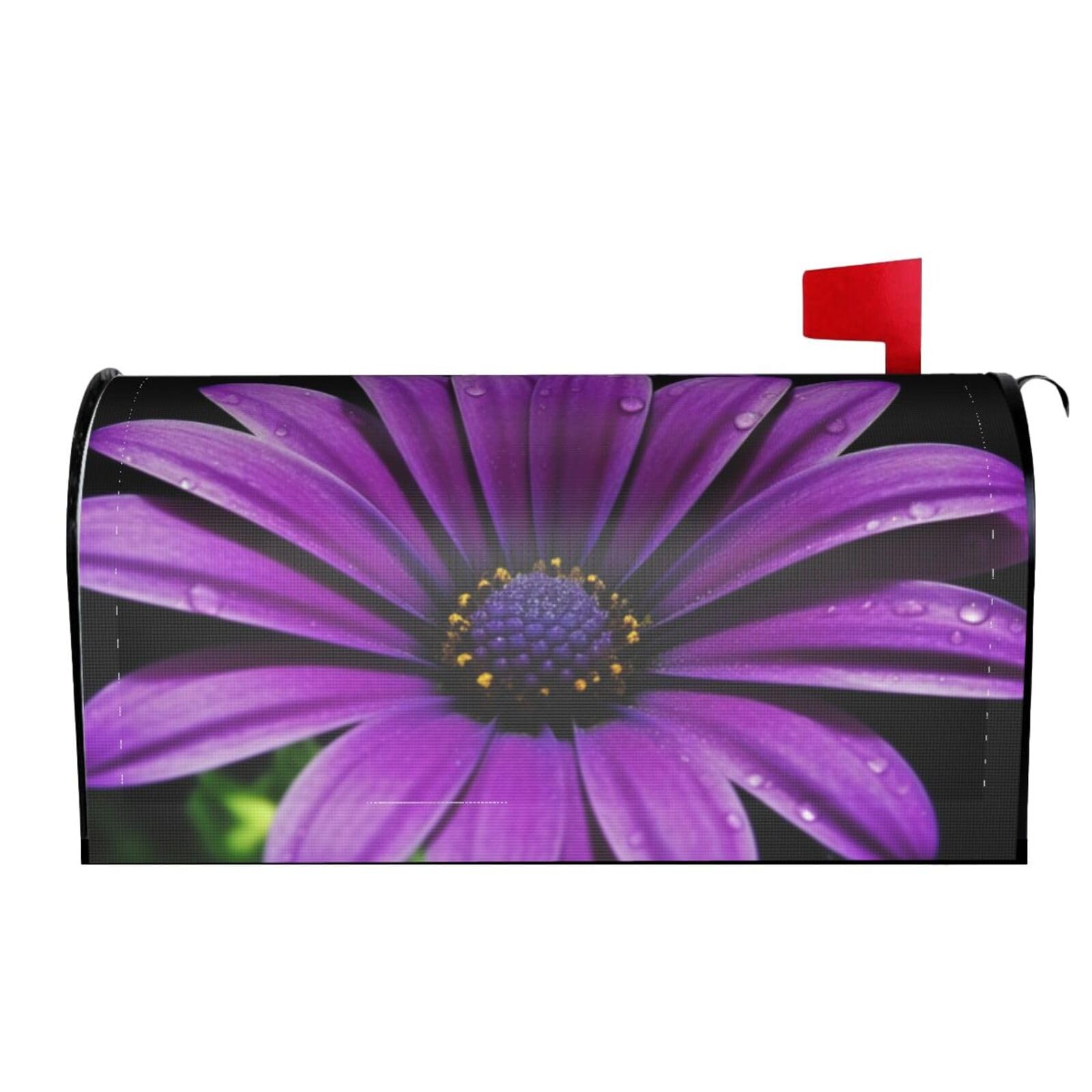 Spring Summer Mailbox Covers Magnetic Letter Post Box Cover Purple Daisy Mailbox Wrap Decoration Mailbox Post Cover for Garden Yard Outside Welcome Decor 25.5x21 in