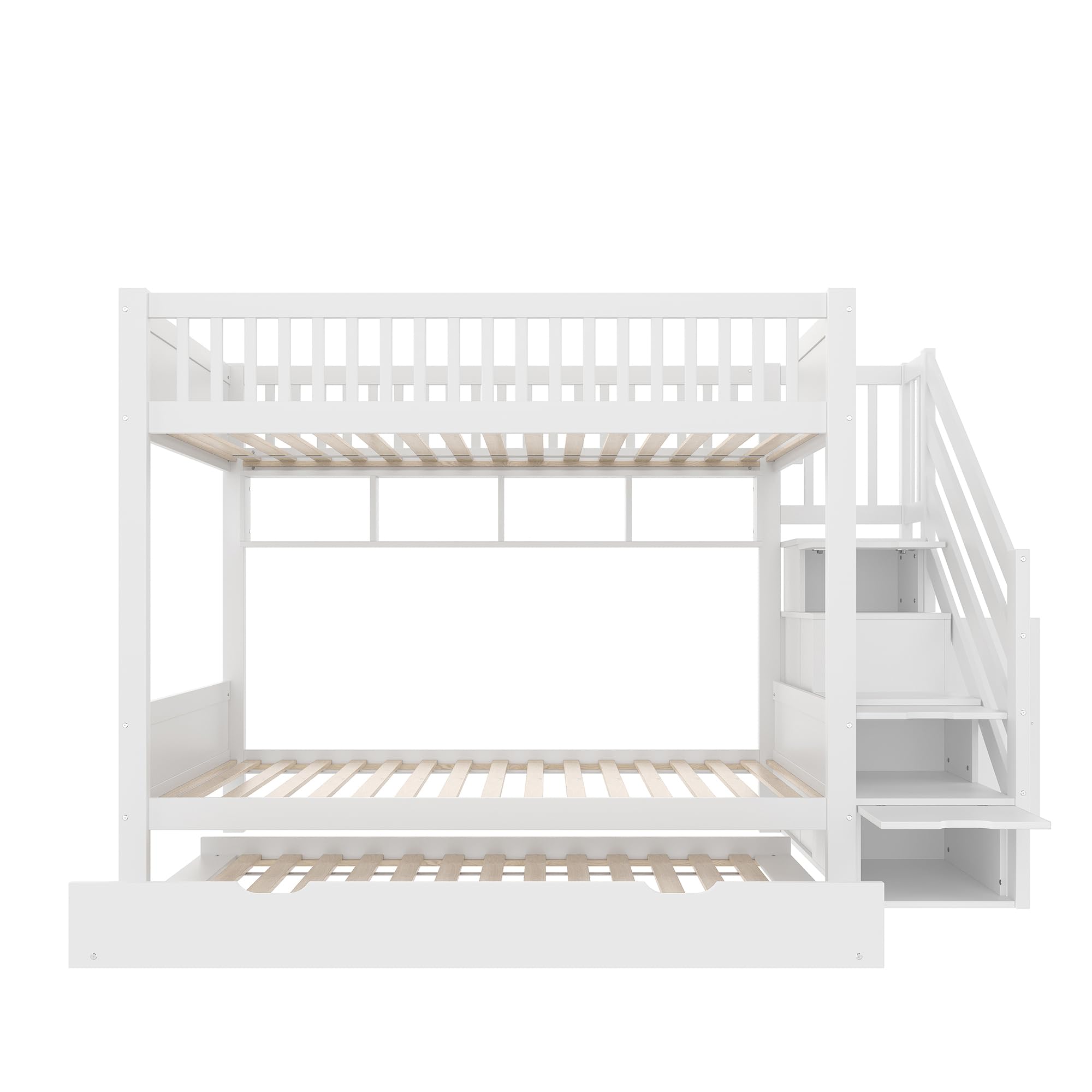 Idemon Litera (sin colchón), cama infantil, con cama nido, con estantería, con armario, con compartimento de almacenamiento, 90 x 200 cm, color blanco