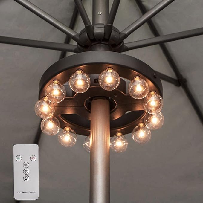 Umbrella Light, Outdoor Umbrella LED Lights Battery Operated Wireless with Remote Control