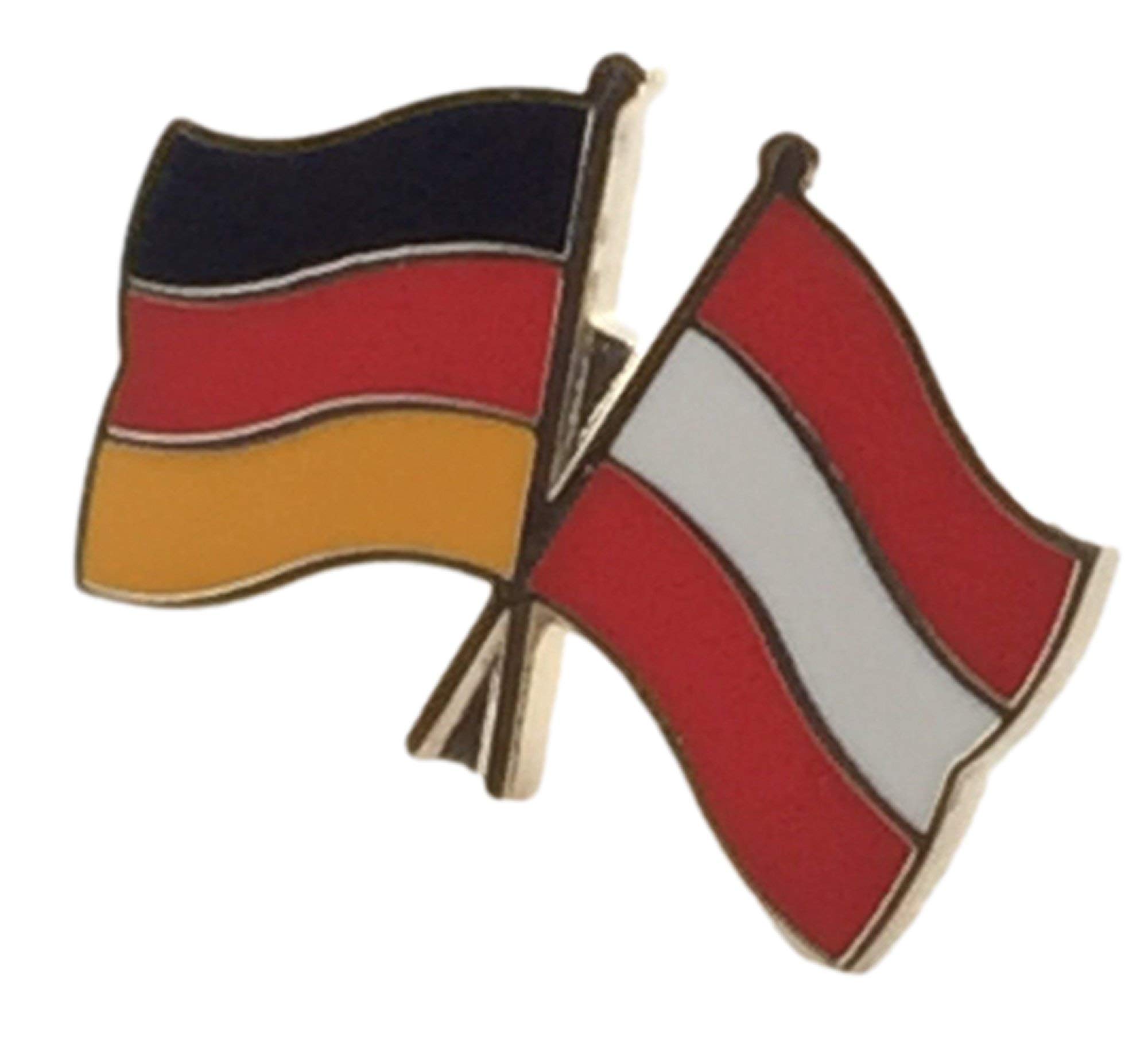 Germany & Austria Friendship Flags Gold Plated Enamel Lapel Pin Badge