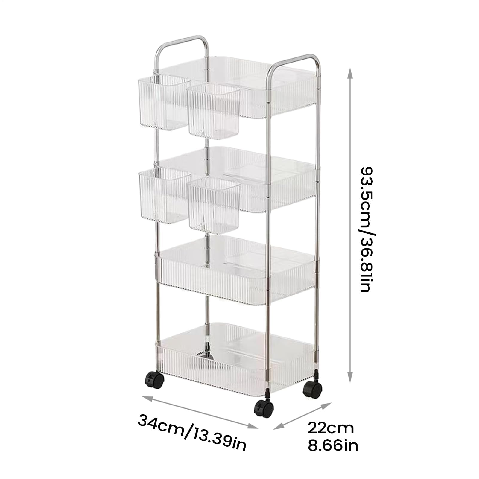 Utili Cart - Carrello multistrato in acrilico su ruote, soluzione versatile per ufficio, casa, cucina, bagno, trucco, lavanderia, dormitorio, artigianato, salone, camera da letto, dispensa
