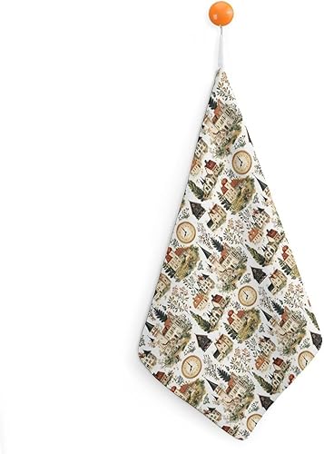 Decorative Hand Towels for Bathroom - Retro Village Print Soft Absorbent Small Bath Hand Towels for Kitchen, Farmhouse, Spa, Hotel, Guest Tea and