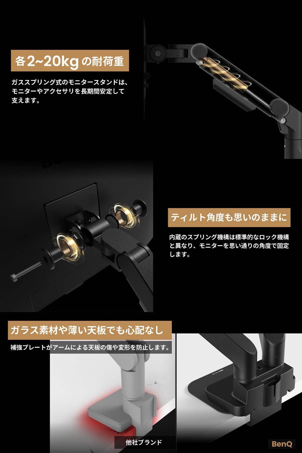 Amazon.co.jp: BenQ Japan BenQ BDH01 Dual Monitor Arm, Black, Fits