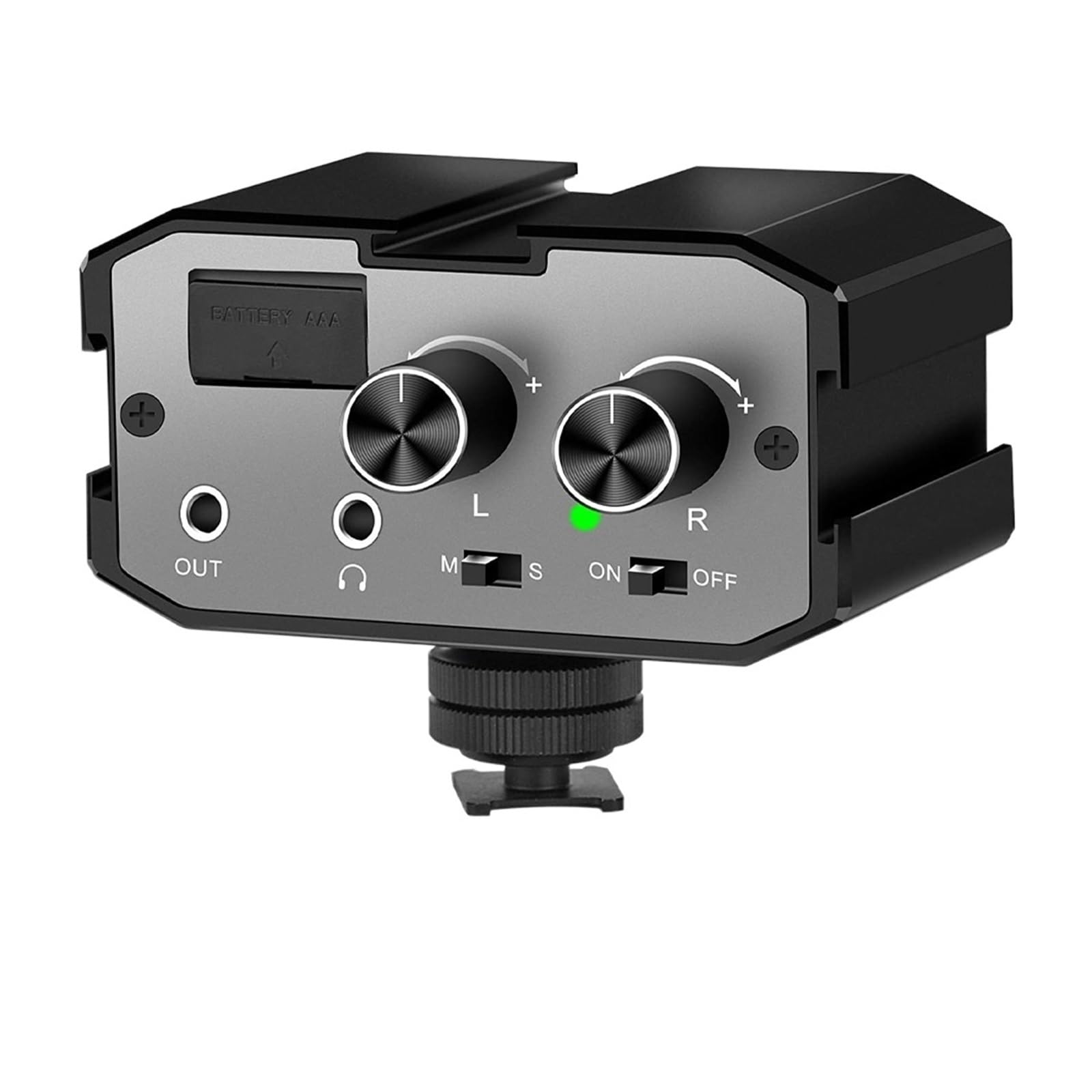 Podcast Equipment, CVM-AX1 Audio-Adapter, Mikrofon-Audio-Mixer-Adapter mit Echtzeitüberwachung, zwei Kanälen, 3,5-mm-Anschluss, Kamera-Mixer