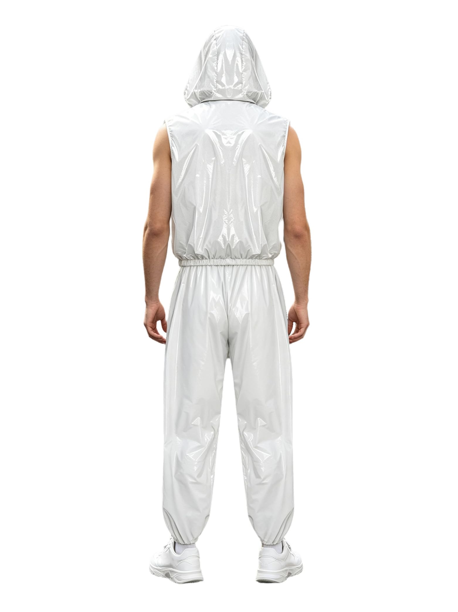 Linjinx Uomo Abbigliamento Felpa Uomini Set Pezzi Completo Sportivo Due | Pcs Set,Aspetto Lucido E Bagnato,Combinazione Con Cappuccio Festival Rave,Sport,Ciclismo,Palestra,Allenamento,Casual