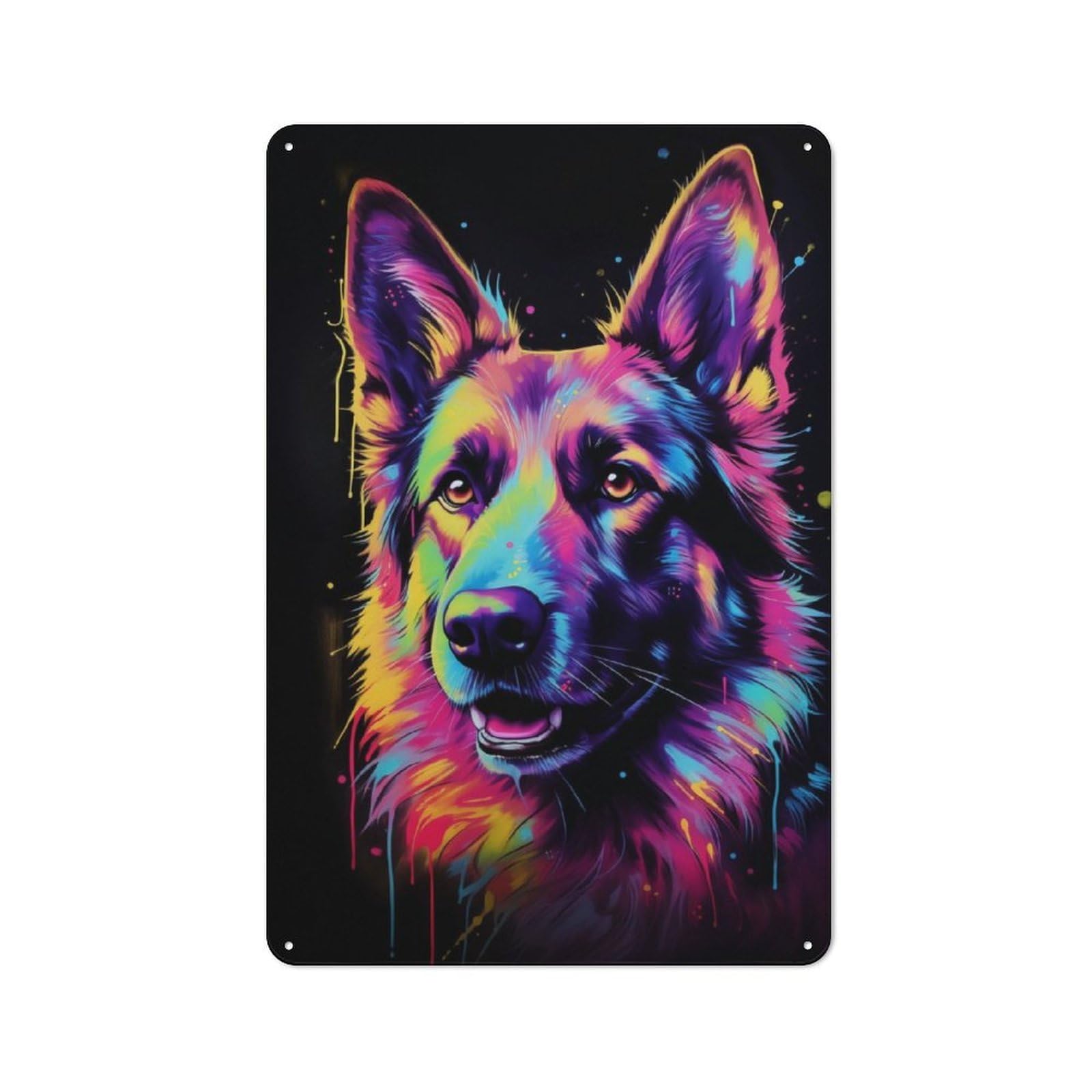 Neon German Shepherd Shed Style Metal Wall Decor 30x20cm, Tin Sign for Conservatory, Home Bar Or Utility Room