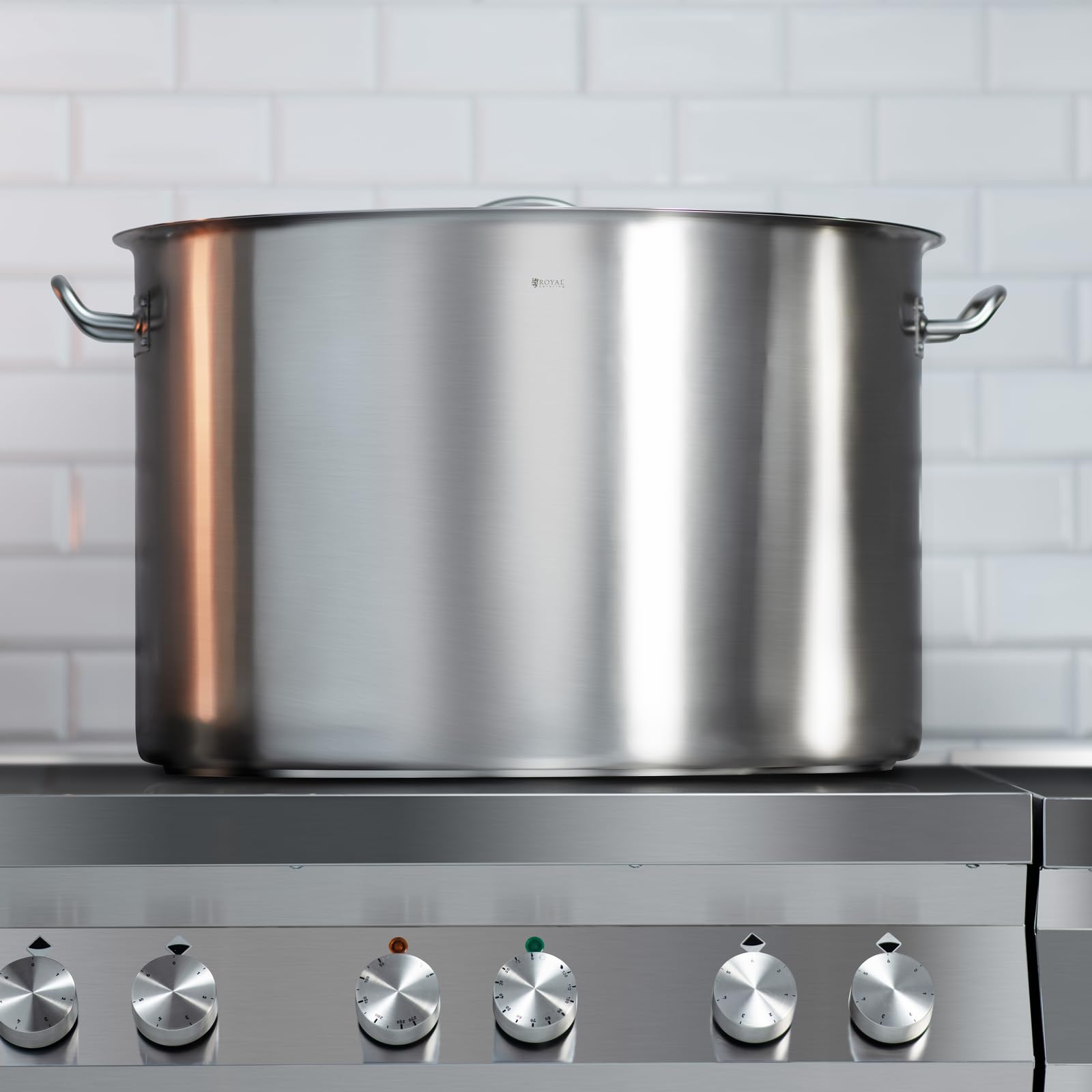 Olla De Inducción 50 Litros Royal Catering - Cacerola Acero Inoxidable 400mm, Base 3 Capas Para Cocinas De Inducción, Gas Y Eléctricas