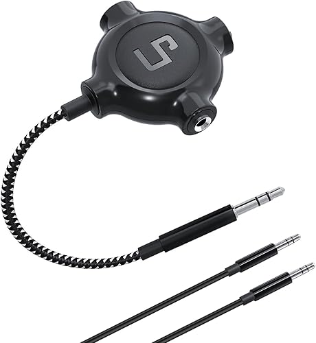 LP Divisor de auriculares, divisor estéreo de audio trenzado de nailon de 0.138 pulgadas, macho a 3 puertos hembra para MacBook, Mac, iPad, iPhone