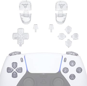 eXtremeRate Replacement D-pad R1 L1 R2 L2 Triggers Share Options Face Buttons, Clear Full Set Buttons Compatible with ps5 Controller BDM-030 - Controller NOT Included