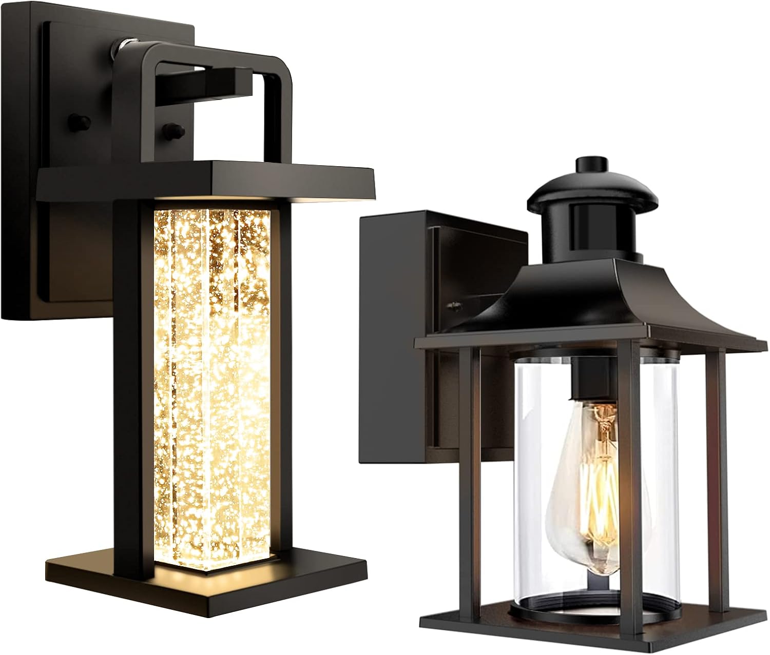 VDKK Outdoor Dusk to Dawn Porch Light with GFCI Outlet + Waterproof