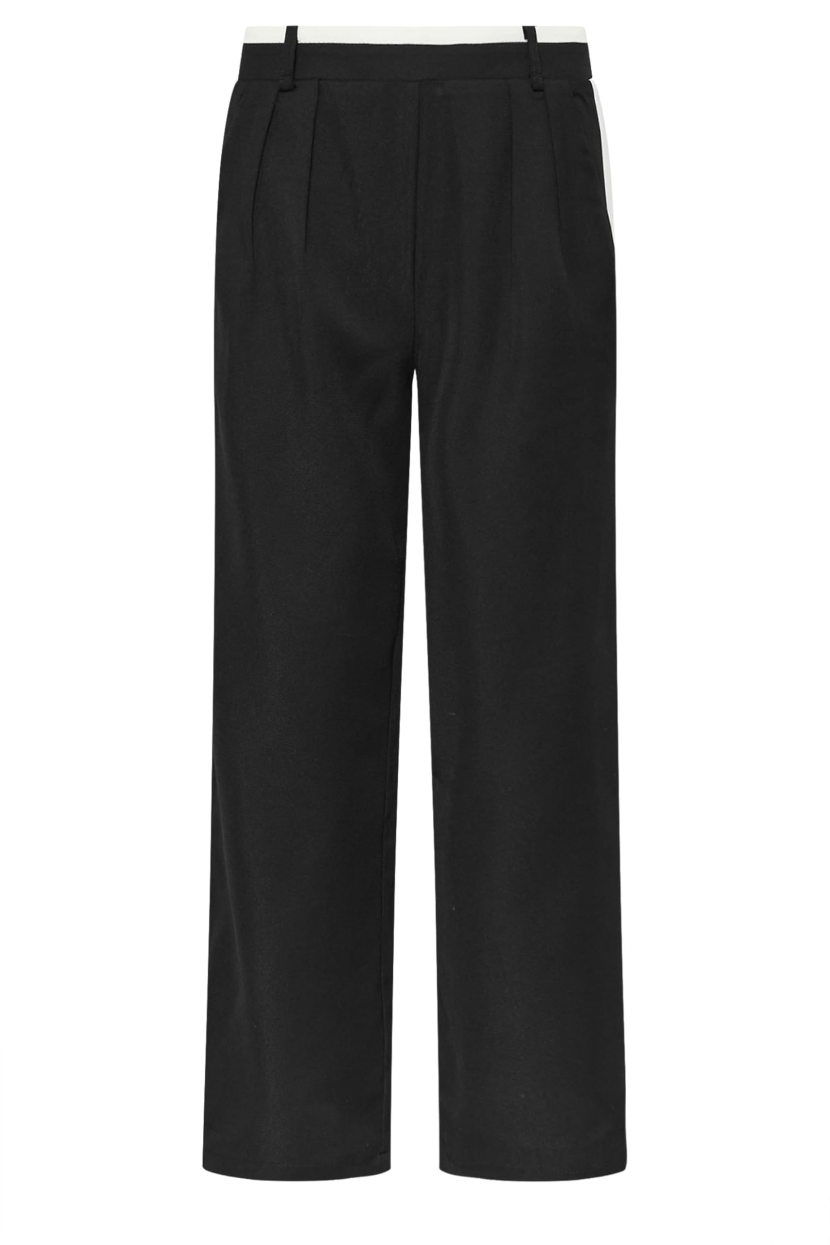 Pixiegirl Women's Black Petite Side Stripe Wide Leg Trousers In | : Size 14