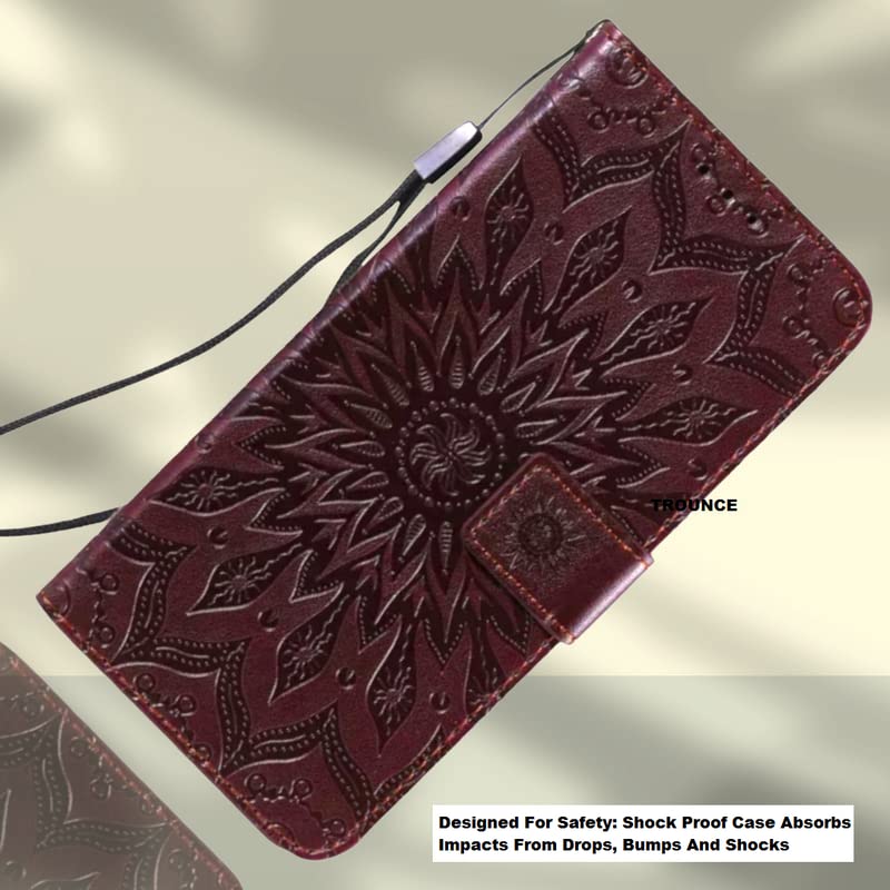 Image of TROUNCE Queen Faux Leather Flip Case Cover with Card Cash Holder Wallet Case | Magnetic Lock Mobile Cover |Back Case - Brown for Samsung Galaxy A54 5G