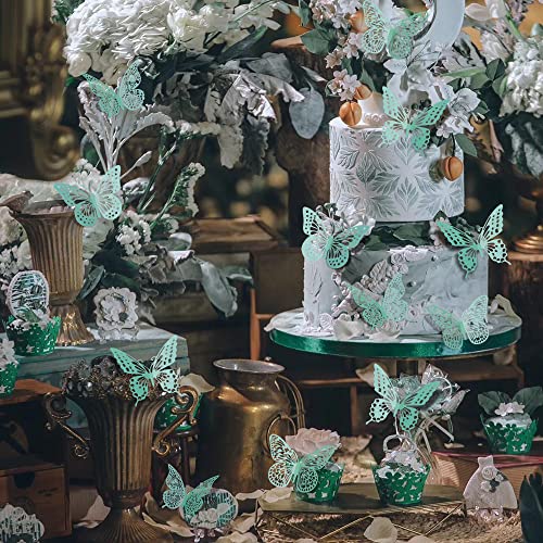 Image of SAOROPEB 3D Butterfly Wall Decor 48 Pcs Pale Turquoise Butterfly Decoration