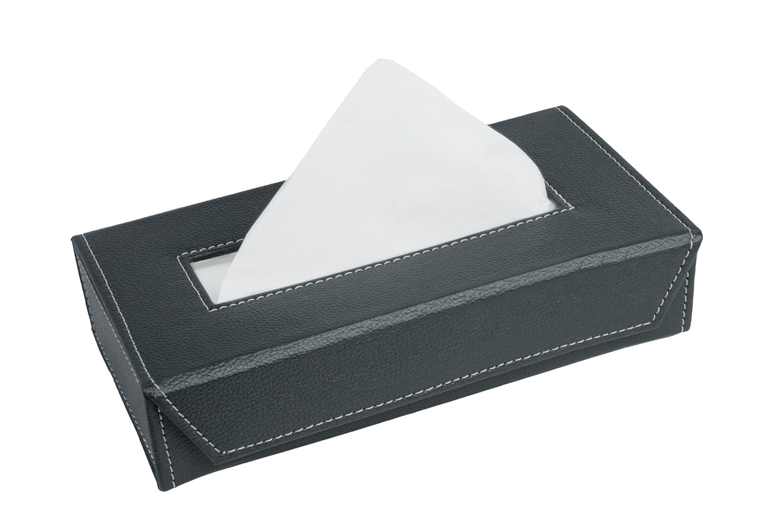 Handcrafted Leather Tissue Box Holder - Chocolate -11