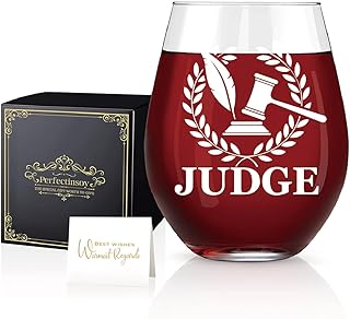 Perfectinsoy Judge Wine Glass, Funny Stemless Wine Glass Gifts for Judge, Cool Gifts for New Judges, Judge Gifts for Women Men Coworker, Graduation Gifts for Law Student, Thank You Gifts for Judge
