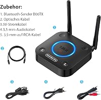 Transmițător Bluetooth 5.3 1Mii B06TX pentru TV, aptX HD, latență scăzută, pentru 2 căști sau difuzoare, 3.5 AUX, optic, coaxial, cu control al volumului 7