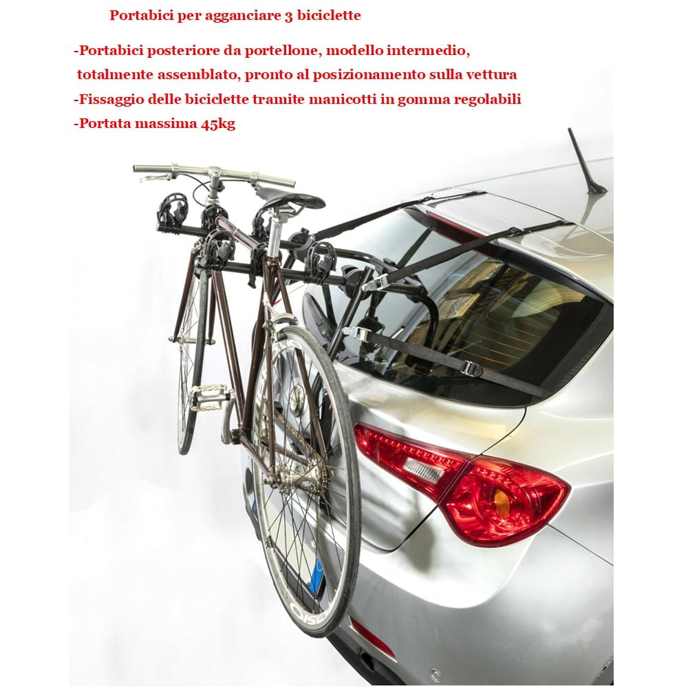 Compatible con Audi A4 (B6/8E/8H) 4P AÑO 00 al 04 Cubre Faros y matrícula Soporte DE Bicicleta Trasero para PORTON DE Coche para 3 Bicicletas PORTABICICLETAS Ajustable Carga MÁXIMA 45KG