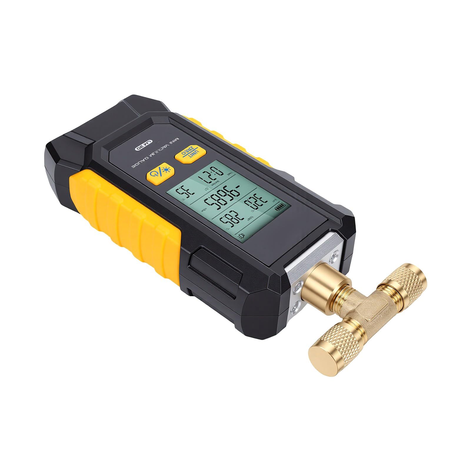 Luocute Vacuómetro Digital, Medidor de Vacío HVAC con Evacuación Inteligente y Detección de Fugas, Resolución de 0,01 Bar, Interruptor de 6 Unidades, Precisión ±0,1%, Calibración