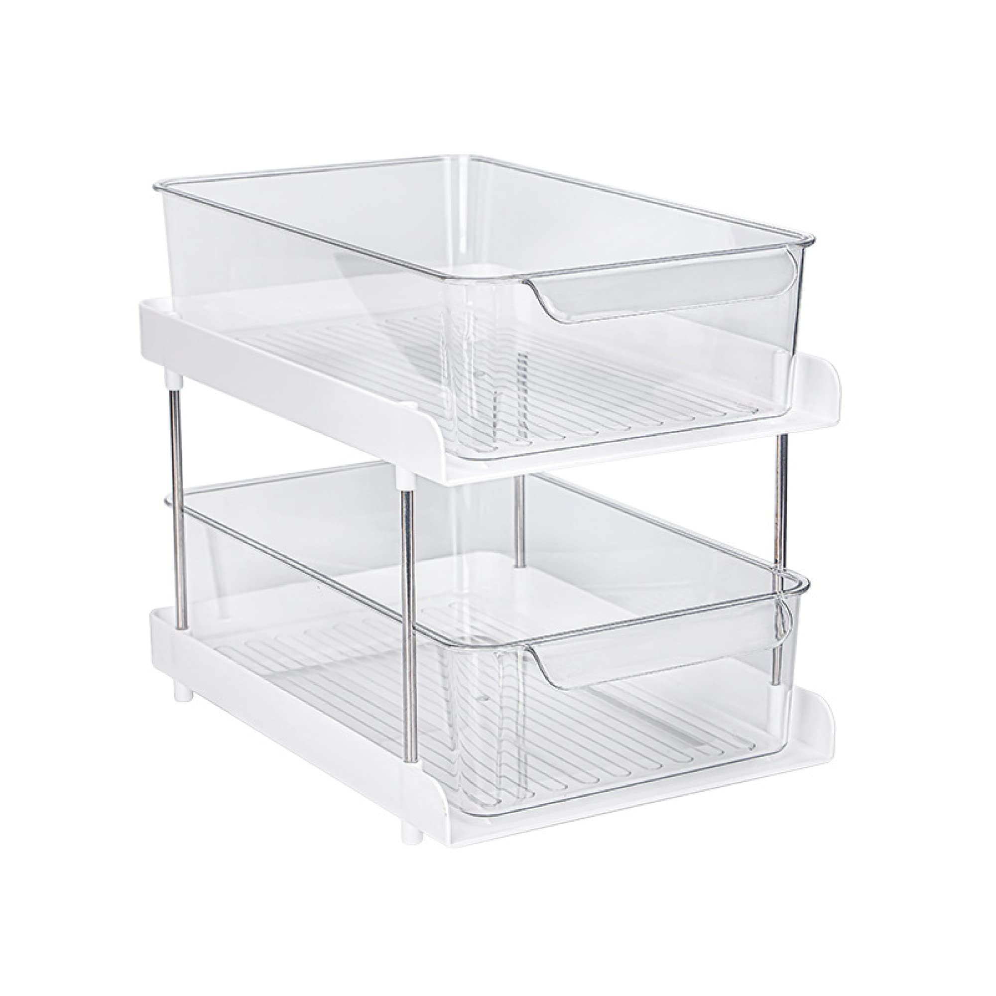 Organisateur d'étagères de placard - Étagère de rangement transparente sous l'évier avec tiroir coulissant - Bonne aide pour ranger les fournitures de cuisine et les articles de toilette / 2 layer