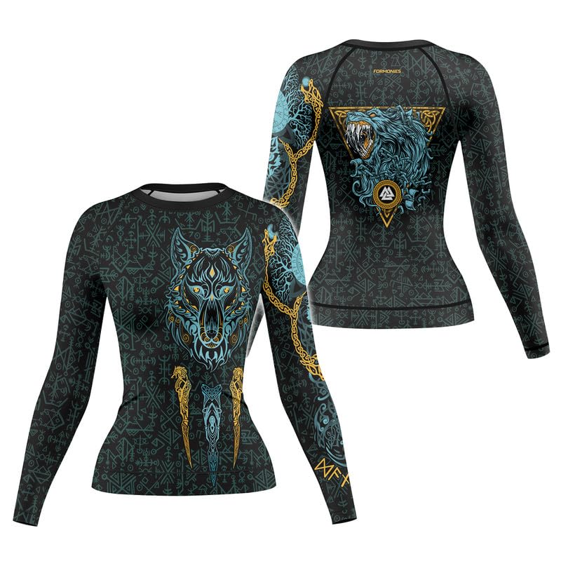 Viking Women's Rash Guard Shirts Long Sleeve Compression Fightwear Tops for BJJ MMA