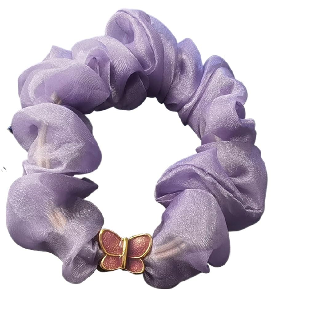 Élastique queue de cheval anti-casse en organza violet JFDBGU avec boucle sensorielle