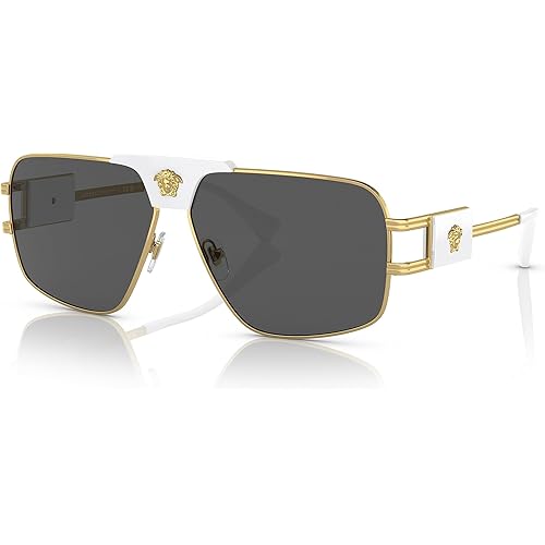 Versace Man Sunglasses Gold Frame, Dark Grey Lenses, 63MM
