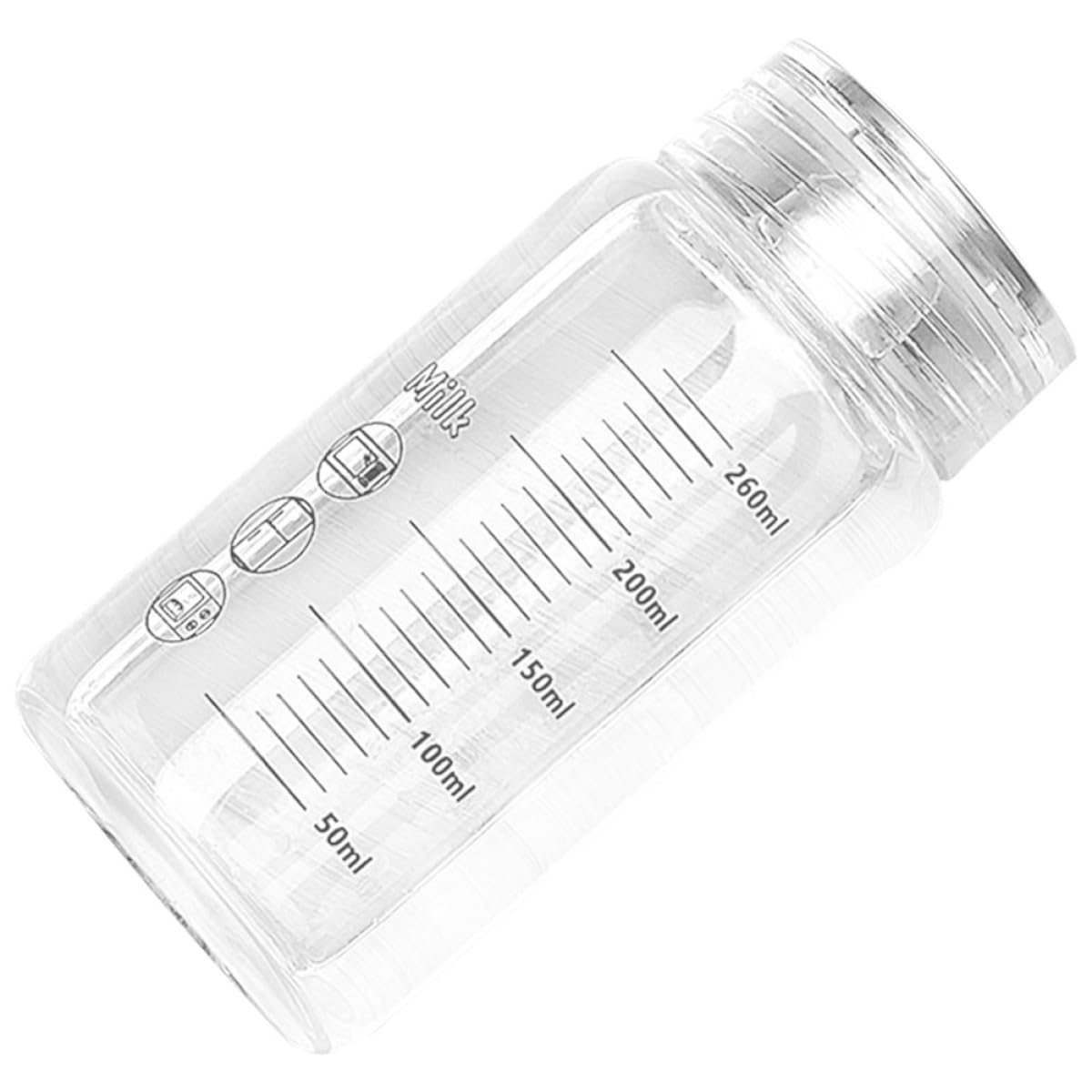 Botella de agua de vidrio con escala, vaso medidor portátil de 260 ml con tapa para bebida
