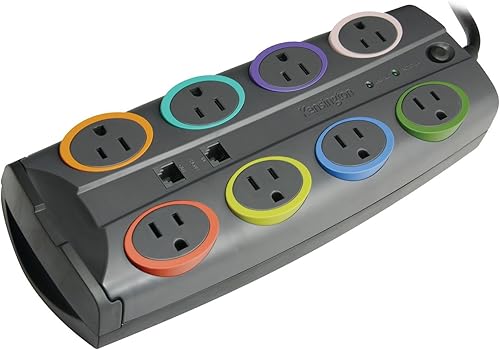 Miniatura 2 de Kensington SmartSockets Protector de sobretensiones estándar de 8 tomas, cable de 8 pies y 2490 julios (K62690NA)