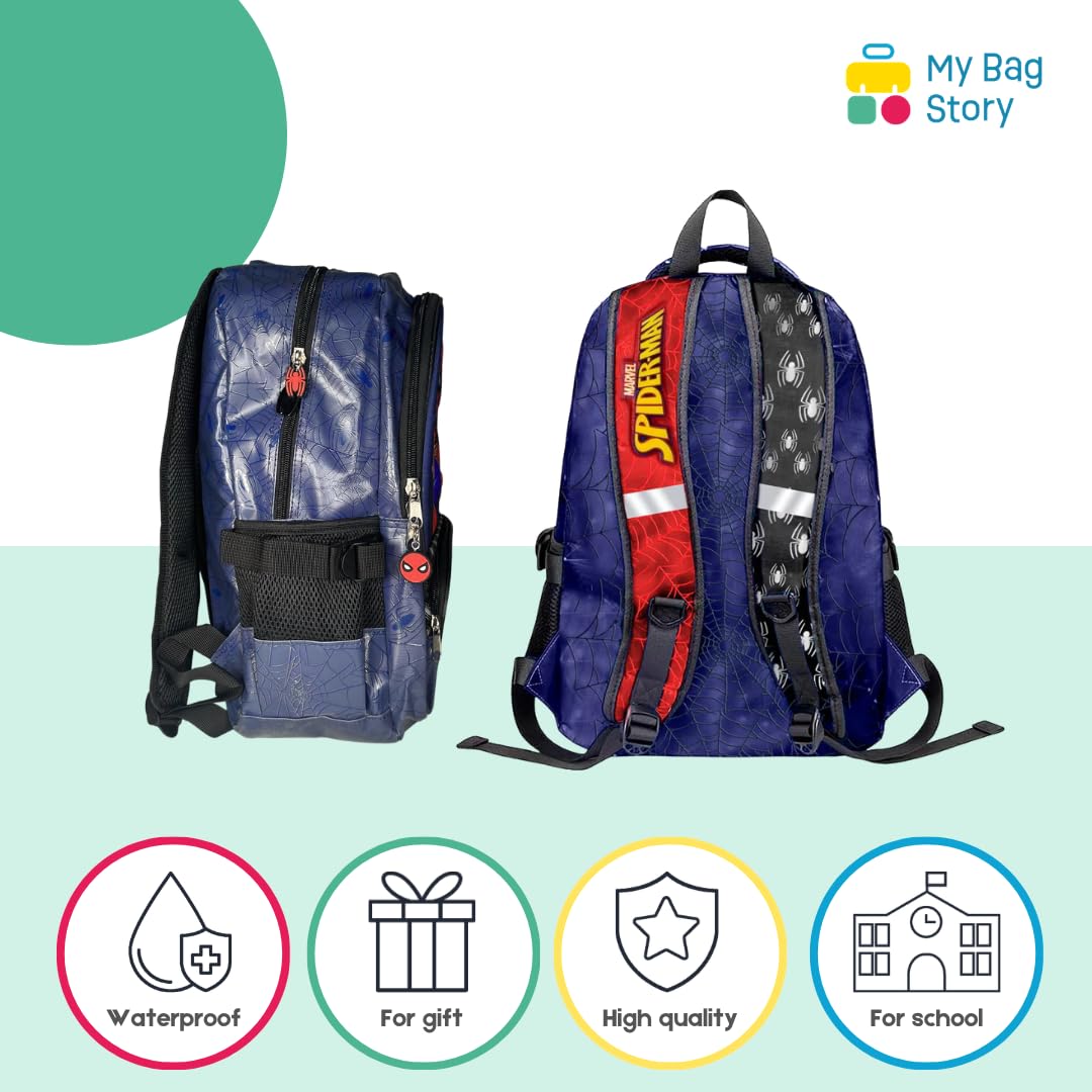 mybagstory Zaino per bambini Marvel Spiderman | Zaino scolastico per bambini per scuola elementare CP CE1 | Design ergonomico con spallacci imbottiti, dimensioni 42 x 36 x 15 cm, idea regalo supereroe