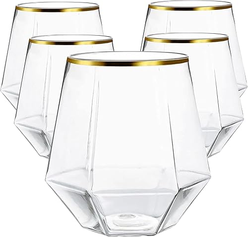Miniatura 8 de 24 vasos de plástico irrompibles con diamantes de imitación para whisky champán elegantes duraderos desechables inastillables para interiores y