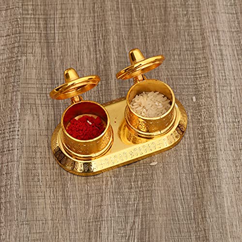 Image of JAIPUR ACE Golden Metal Kumkum Holder /Kumkum Box for Gifting, Pooja, Thali, Mandir, Home, Temple, Gifting (Royal Kumkum Box)