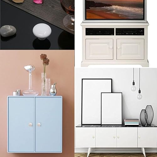 Miniatura 7 de 4 pomos de puerta blancos redondos retro para cajones de cerámica, armario, cocina, aparador, pomos de 1.260 in con tornillos de 3 tamaños
