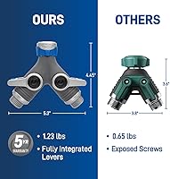 Vista 4 de Orbit XL 28294 - Divisor de manguera de jardín de 2 vías, válvulas dobles, conector Y de zinc resistente, cierre de palanca de fácil agarre