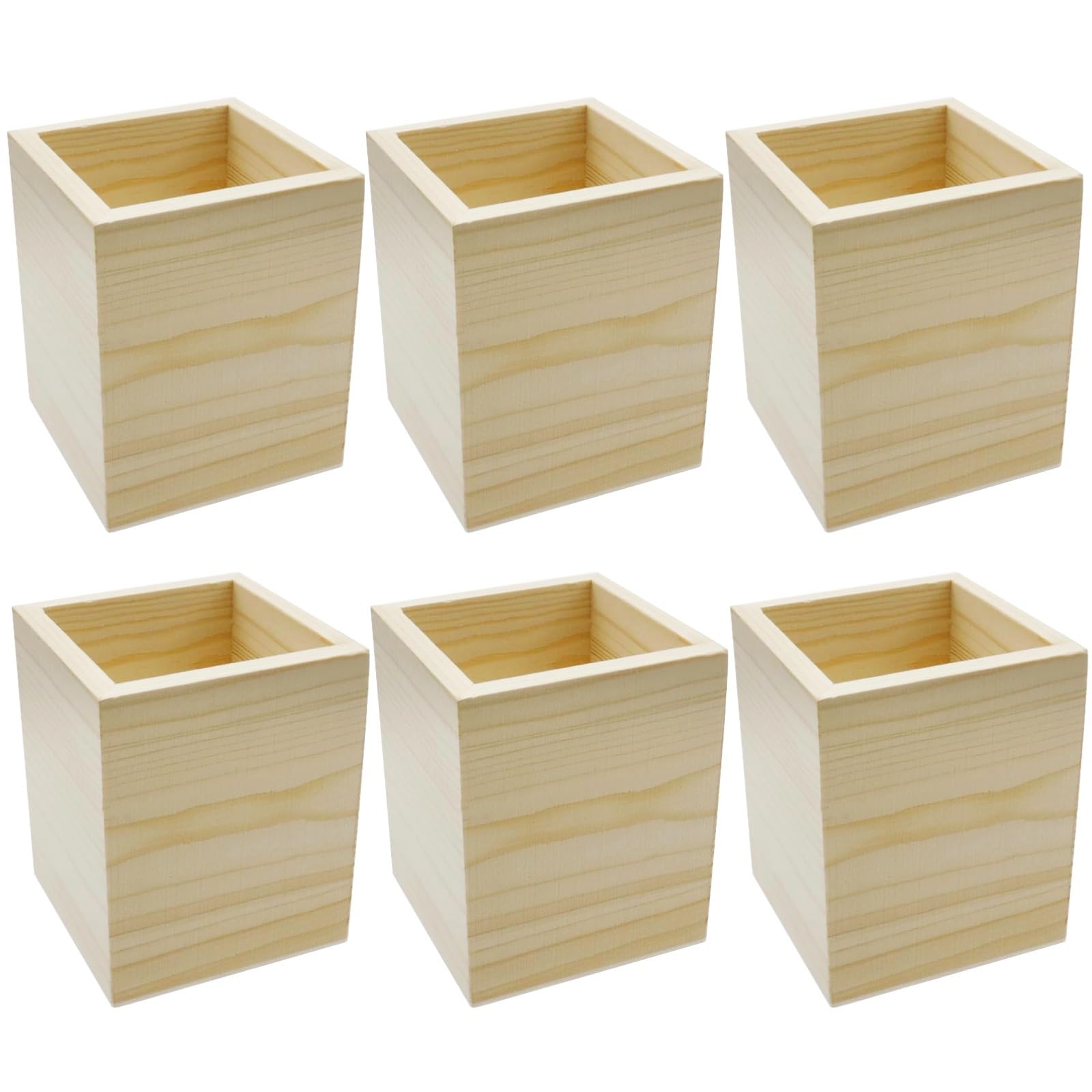 12 uchwytów na długopisy z naturalnego drewna sosnowego do majsterkowania, kwadratowy drewniany organizer na biurko, niedokończone pojemniki rzemieślnicze do biura, 9 x 8 x 8 cm