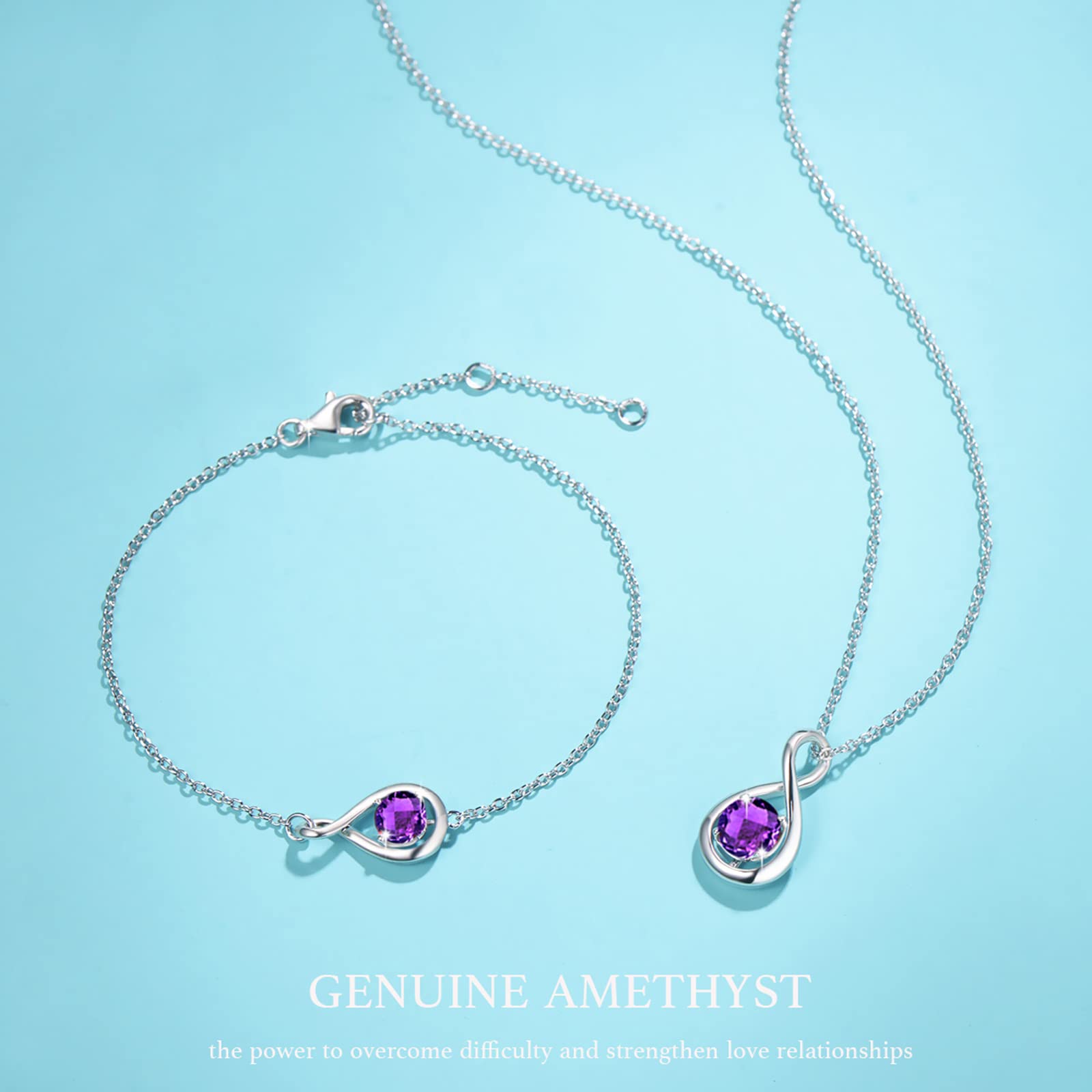 FANCIME Collar de Piedra de Nacimiento para Mujer Colgante Infinito Delicado Plata de Ley Chapado en Oro Joyería Fina Regalo para Ella Esposa Mamá de Aniversario y Cumpleaños