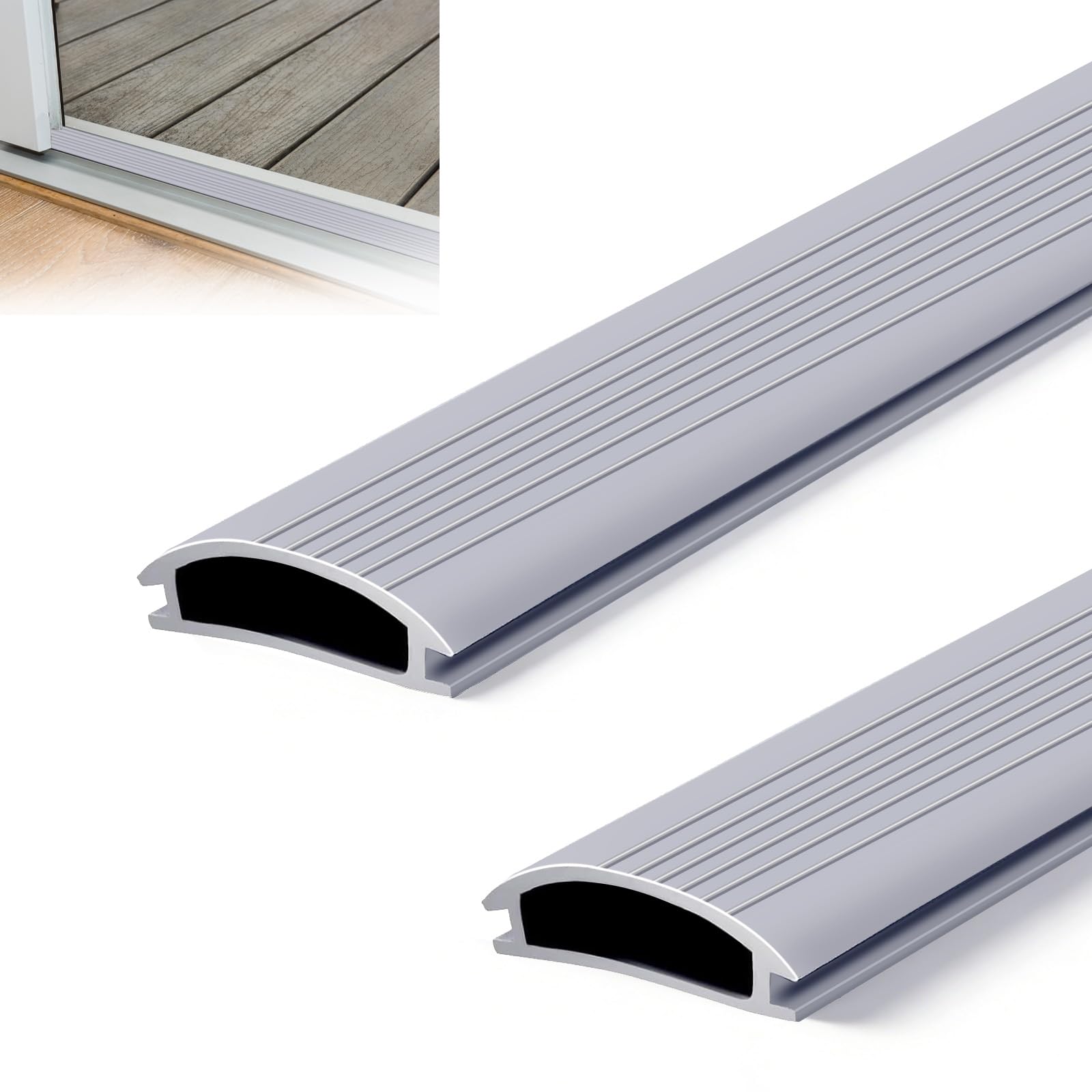 Photo 1 of 2PCS 36 Inch Vinyl Replacement Insert for Adjustable Height Aluminum Thresholds, with Seals 1-5/16 x 3/8 Inch Gray Flexible Door Threshold Strip for Exterior/Front Door Weather Stripping
