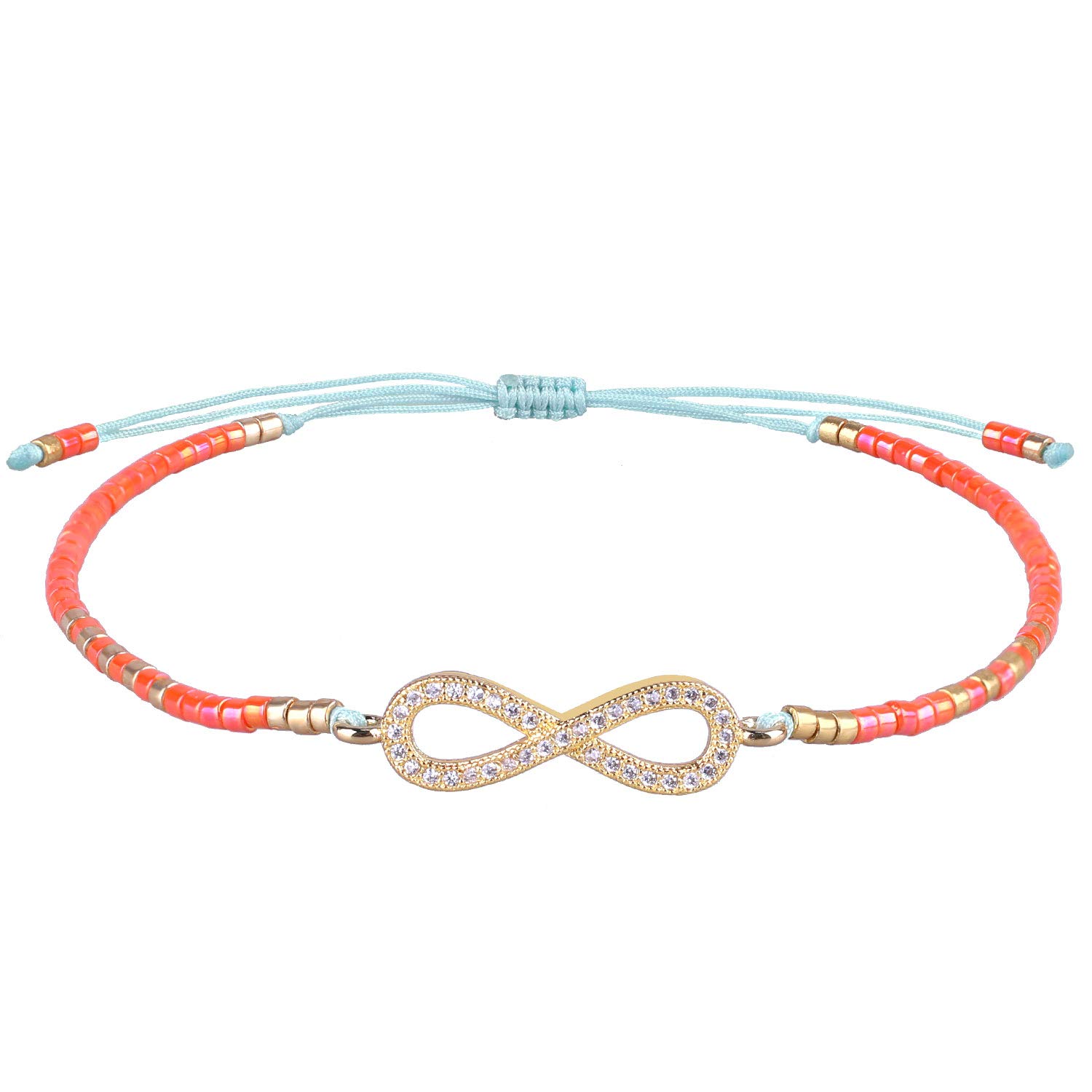 KELITCH Bracelets for Womens Men Japanese Import Bead Shining Rhinestone 8 Adjustable Handmade Rope Bangle Friendship Charm Bracelet for Girls Birthday Gift (Dark Blue)