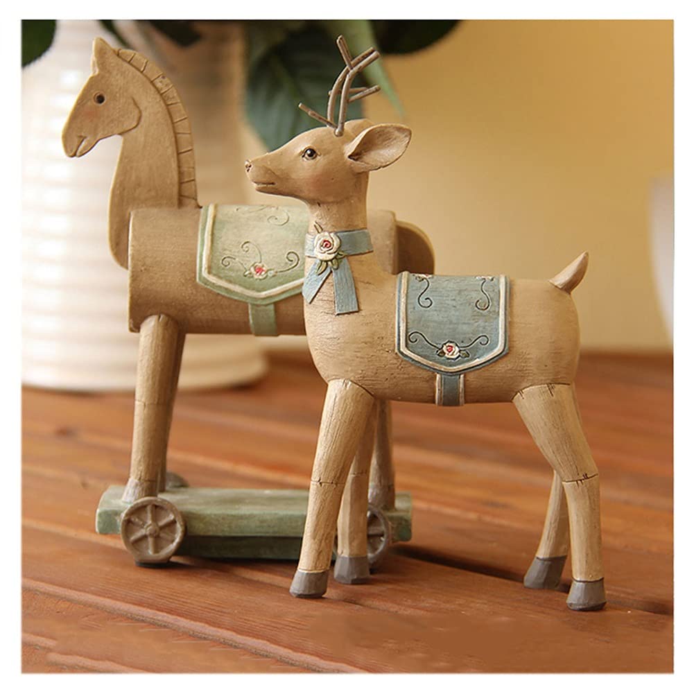 Sculpture Malowane Deer Dekoracje Desktop Europejskie Retro Małe Dekoracje Dom Salon Wino Szafka Desktop Rzemiosło Statue
