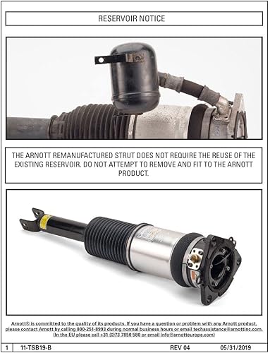 Miniatura 6 de Arnott Reemplazo para A8 y S8 wSport Remanufacturado AS-2965 Amortiguador de aire trasero derecho