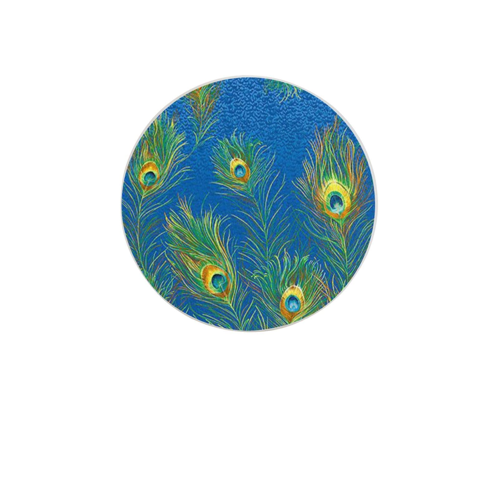 Peacock Feather Pattern Two Pieces Drink Coaster for Tabletop Protection Place Mats for Home Decor