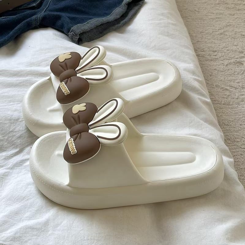 Cute Rabbit Bow Women's Summer Slipper Sandals,Non-Slip Thick Sole Home Bathroom Outdoor Indoor Comfort Sandals2