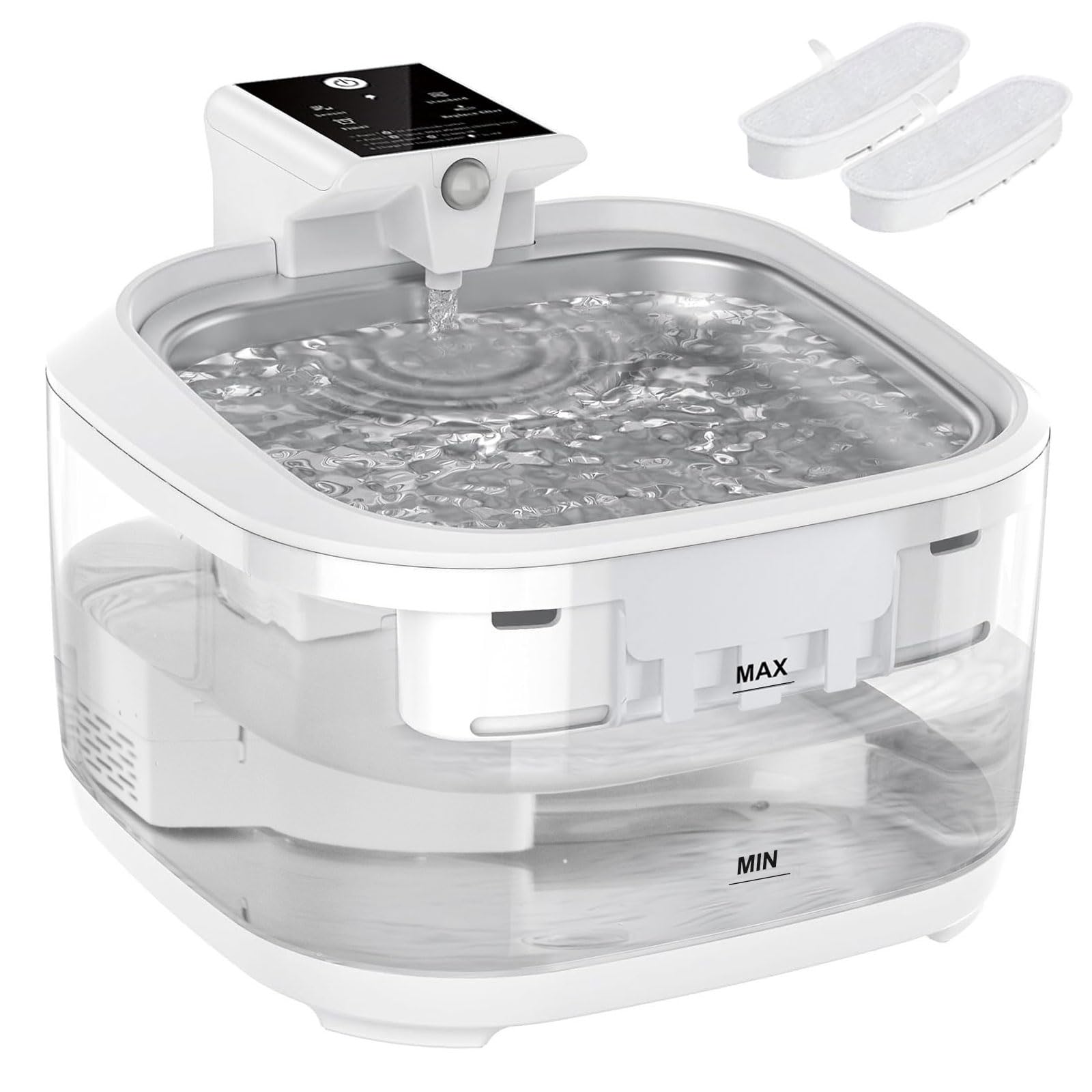 ANTERLE Smart Wireless Cat Water Fountain, 4.5L/152floz Battery Powered Water Dispenser, Quiet and Easy to Clean, Automatic Pet Water Fountain for Cats and Dogs Indoor, Includes 2 Filters